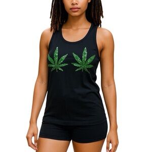 IRON FIST MARY JANE MESH CROP TANK TOP WOMEN COLOR BLACK & GREEN SIZE M